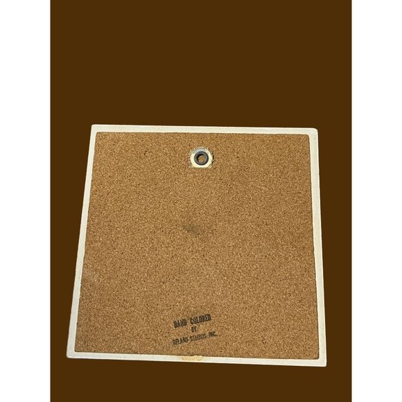 Vintage Delano Studios Tile Trivet 6" Ducks Wood Mallard Marsh Corked Can be hun - Picture 5 of 7